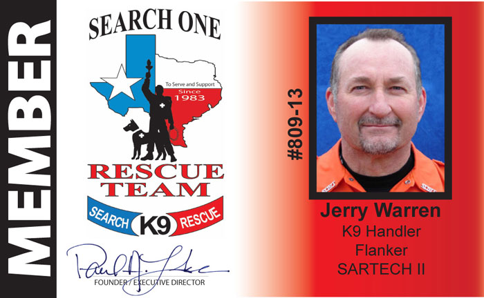 Jerry Warren - Search One Rescue Team - K9 search and rescue