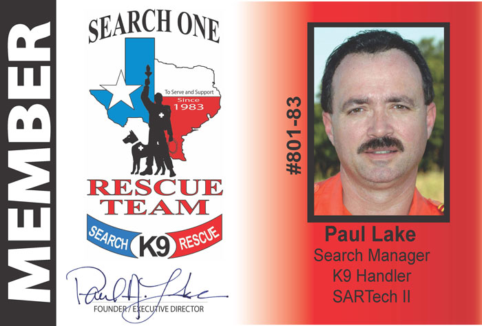 Paul Lake - President - Search One Rescue Team - K9 search and rescue